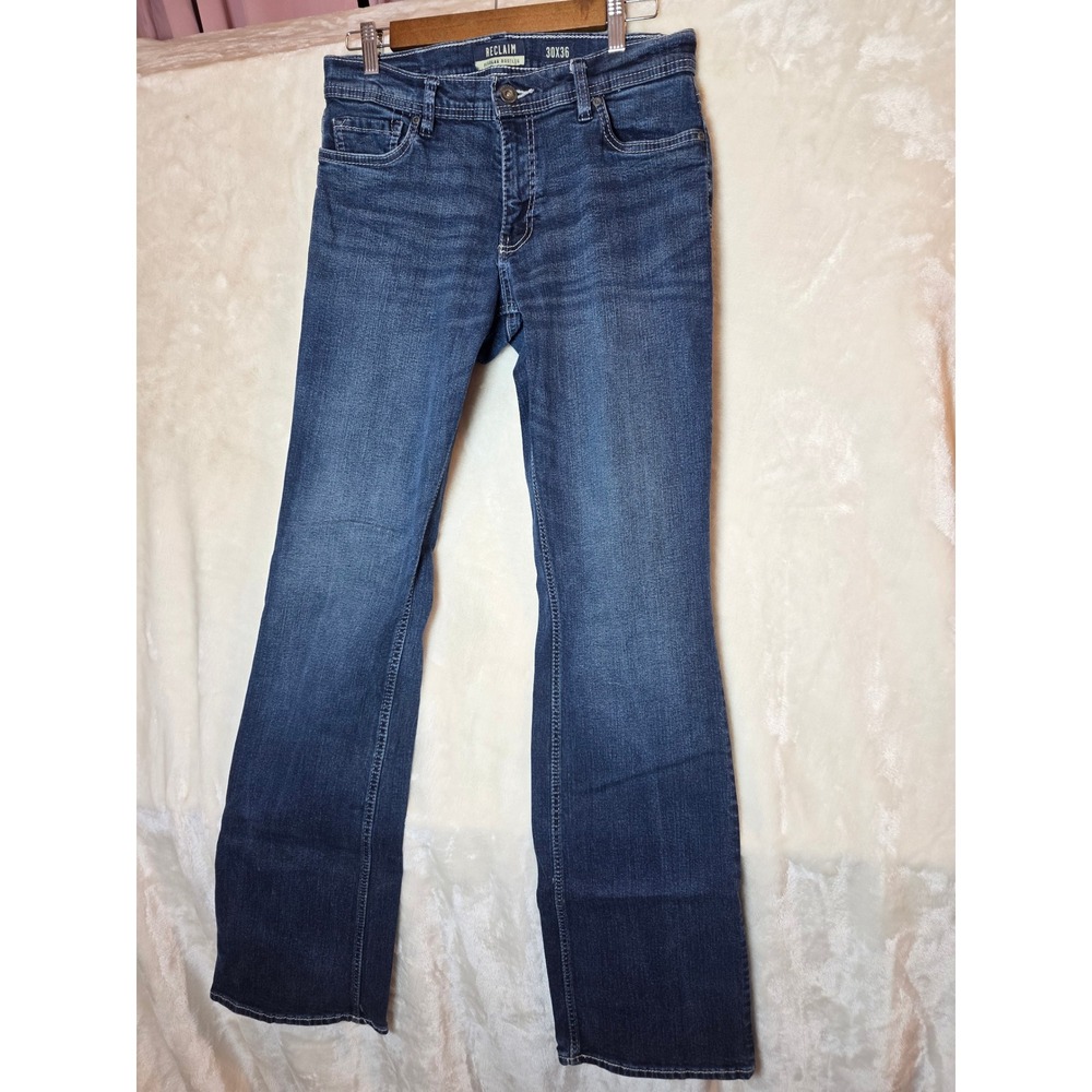 Reclaim Regular Bootleg Jeans Womens 30x36 Dark Wash Blue Denim Stretch Bootcut